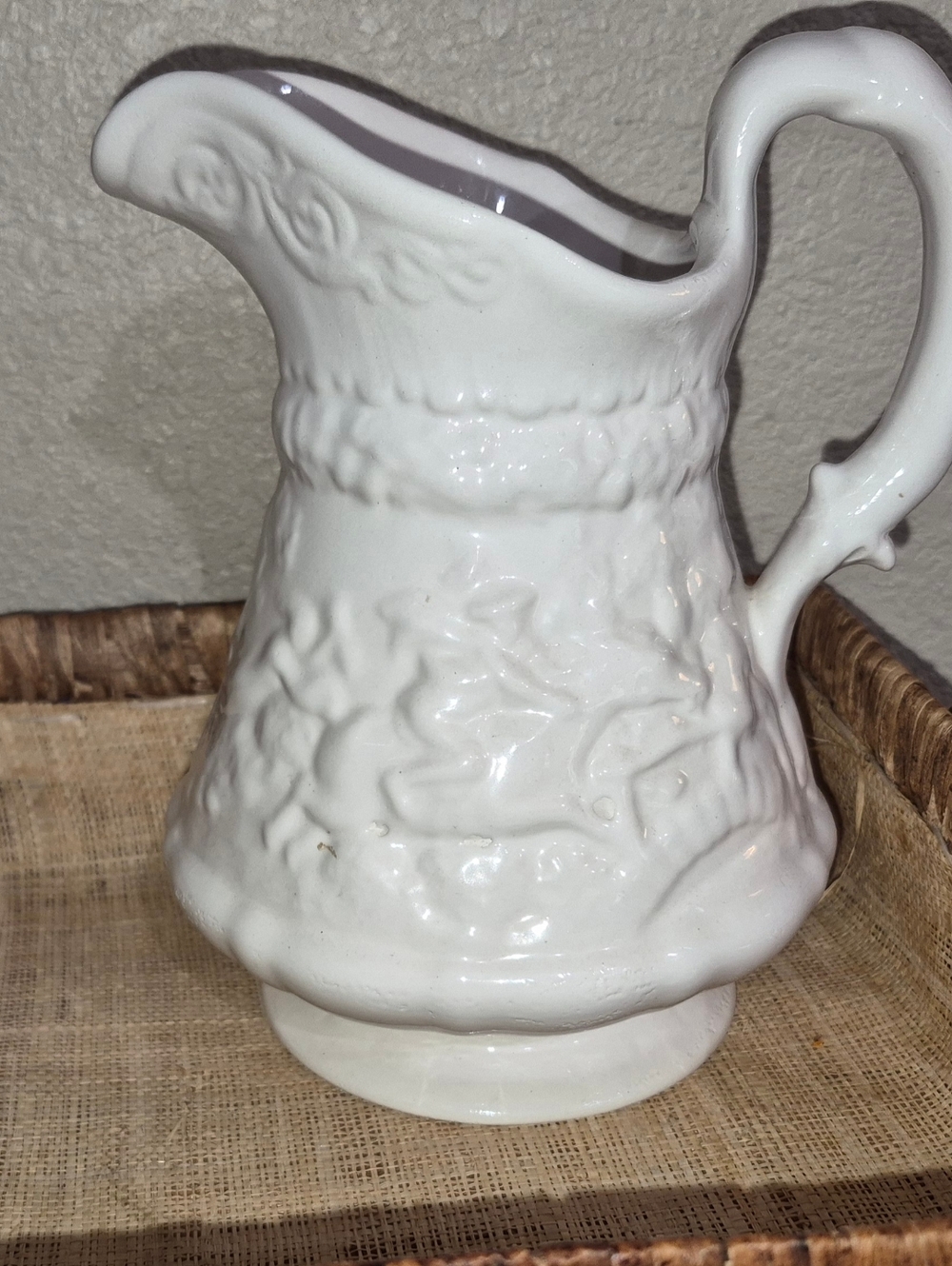 White Water Pitcher Decorative Small 1960s, 7 Inches Tall